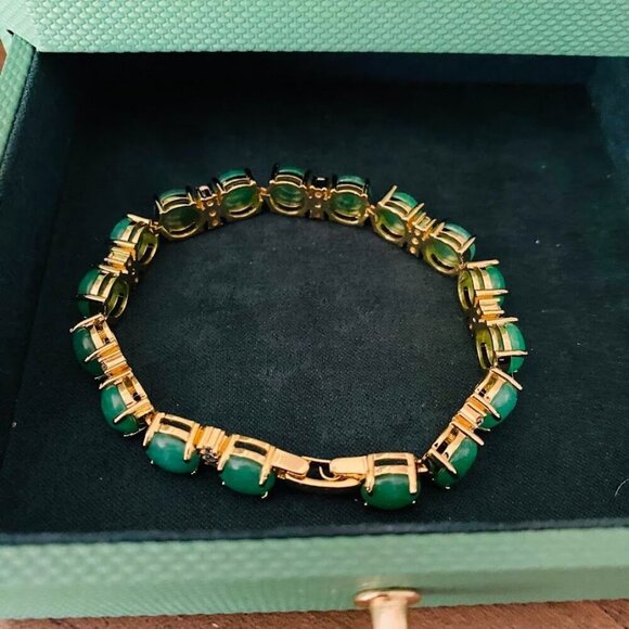 Jade & Stone Jade Tennis Bracelet CZ Crystals NEW! - Picture 7 of 9